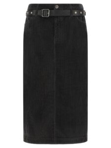 Black Cotton Midi Skirt