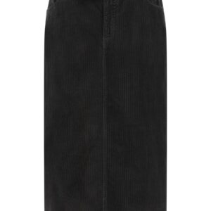 Black Cotton Midi Skirt