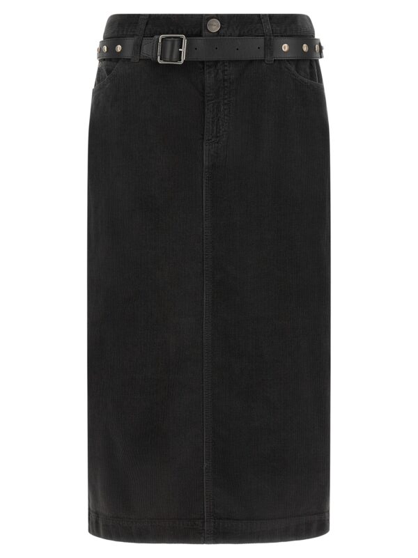 Black Cotton Midi Skirt