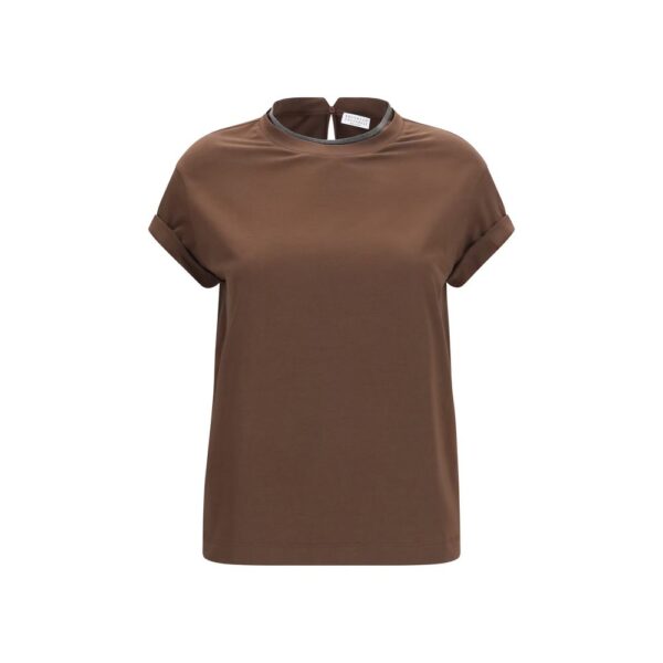 Brown Elastane T-Shirt