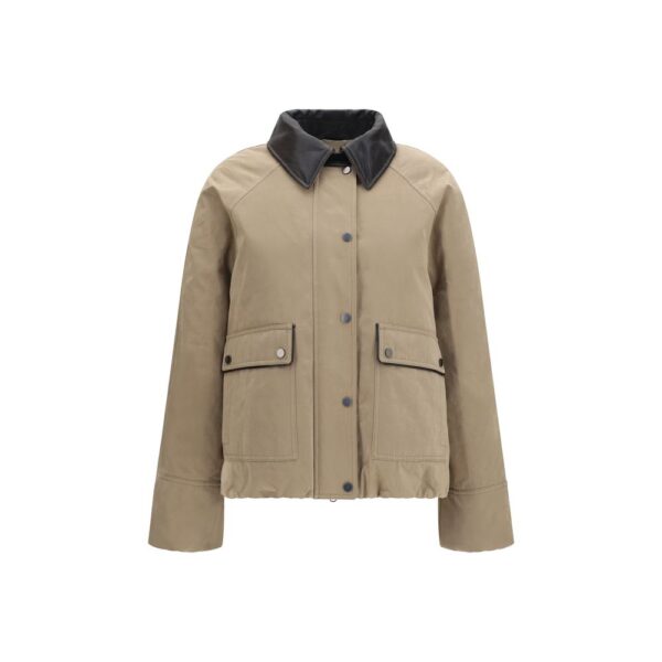 Beige Cotton Full-Length Jacket