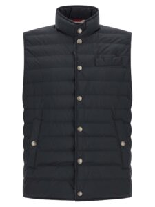 Blue Polyester Sleeveless Jacket