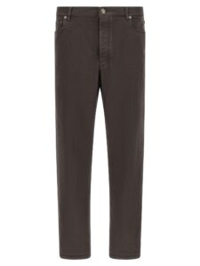 Brown Cotton Straight-Leg Jeans