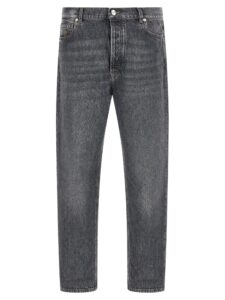 Gray Cotton Straight-Leg Jeans