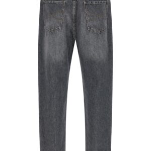 Gray Cotton Straight Leg Jeans