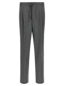 Gray Virgin Wool Casual Pants