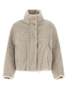 Beige Lamb Leather Full-Length Jacket