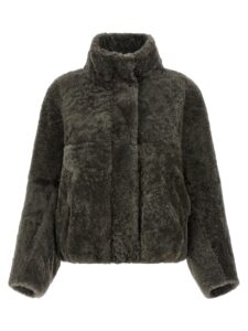 Gray Lamb Leather Full-Length Jacket
