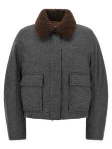 Gray Virgin Wool Full-Length Jacket