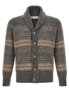 Gray Alpaca Leather Cardigan