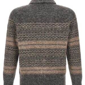 Gray Alpaca Leather Cardigan