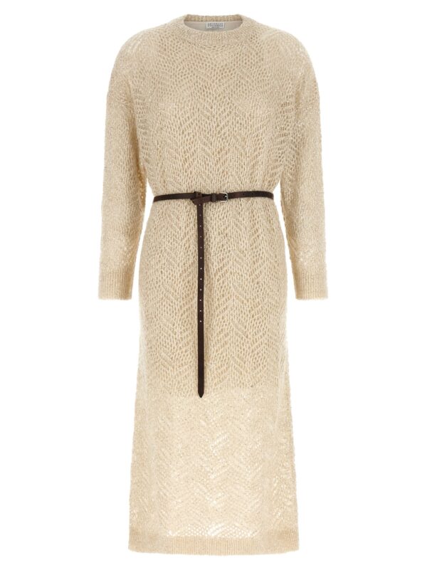 Beige Polyamide Midi Dress
