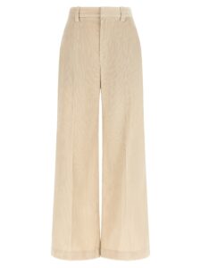 Beige Cotton Casual Pants