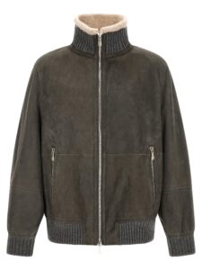 Gray Lamb Leather Leather Jacket