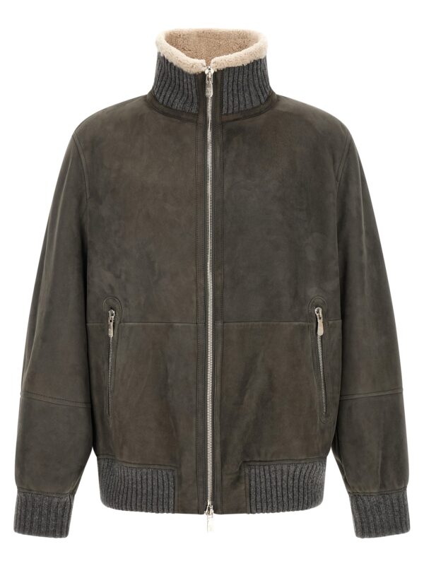 Gray Lamb Leather Leather Jacket