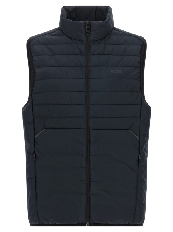 Blue Polyester Sleeveless Jacket