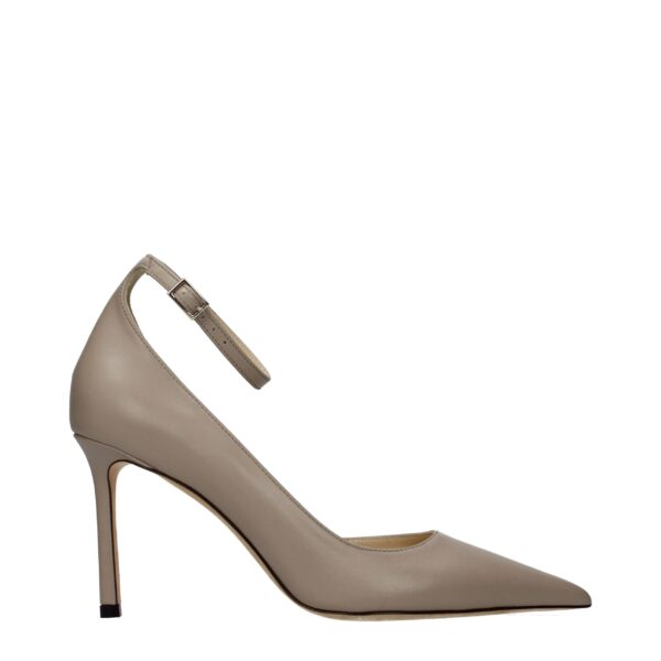 Gray Leather High Heel Pumps