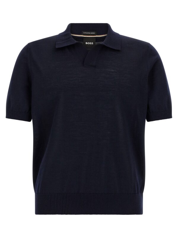 Blue Virgin Wool Polo Shirt