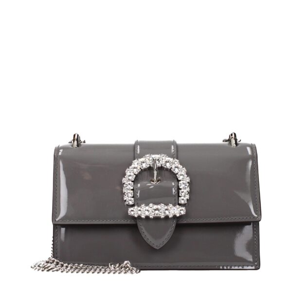 Gray Leather Shoulder Bag
