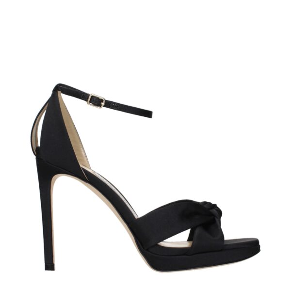 Black Satin Platform Sandals