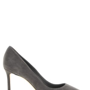 Gray Leather High Heel Pumps