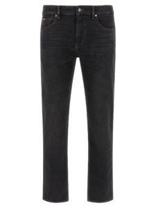 Black Cotton Straight-Leg Jeans