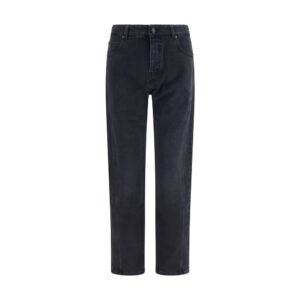 Black Cotton Straight-Leg Jeans