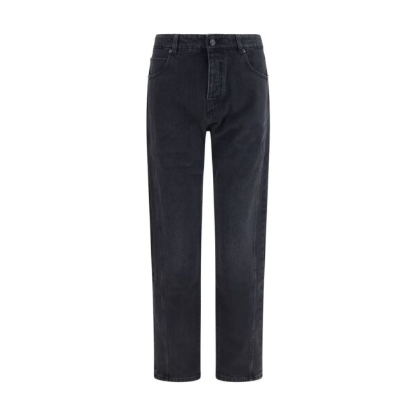 Black Cotton Straight-Leg Jeans