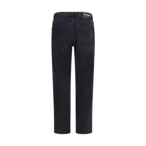 Black Cotton Straight Leg Jeans