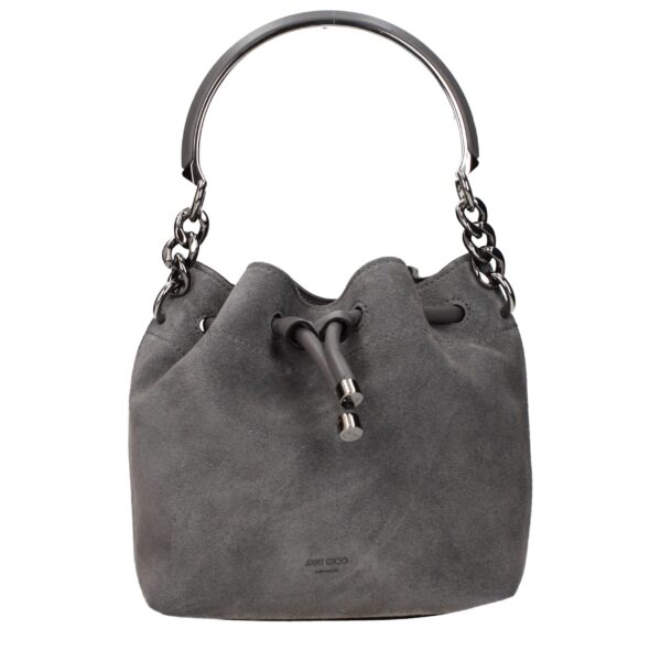 Gray Leather Handbag