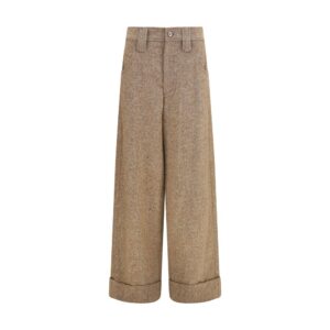 Beige Wool Oves Aries Casual Pants
