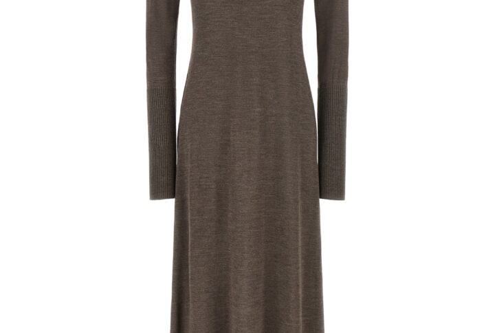 Beige Wool Long Dress | Jag Couture London – New York