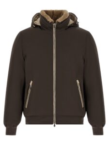 Brown Polyamide Full-Length Jacket