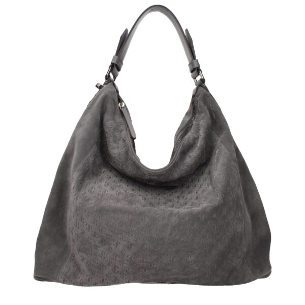Gray Leather Shoulder Bag