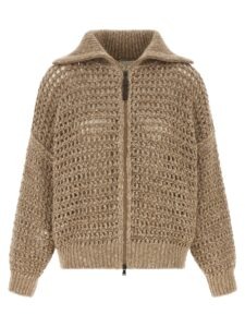 Beige Elastane Cardigan