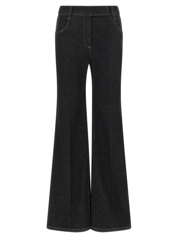 Blue Cotton Flared Jeans