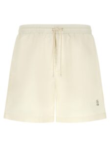 White Polyester Swim Shorts