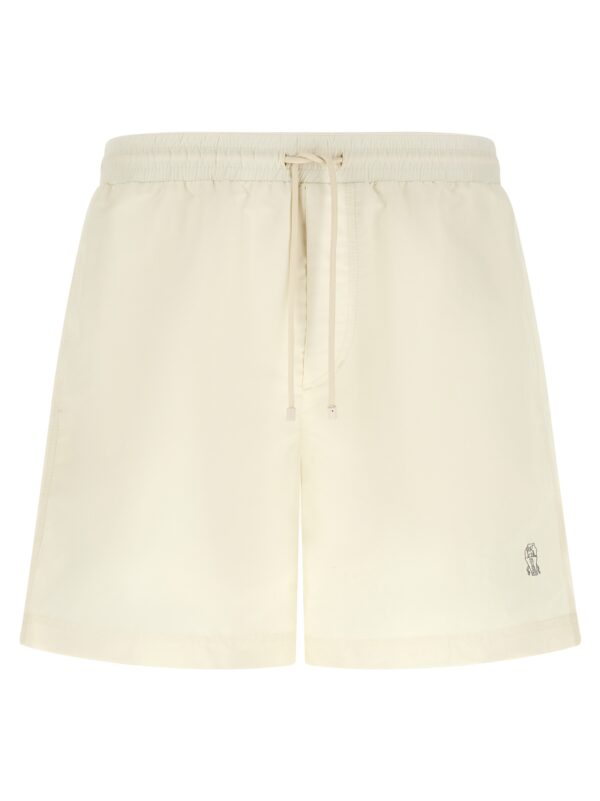White Polyester Swim Shorts
