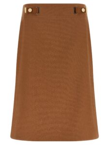Brown Linen Midi Skirt