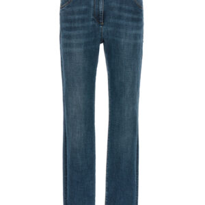 Blue Cotton Straight-Leg Jeans