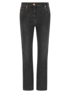 Gray Cotton Slim Fit Jeans