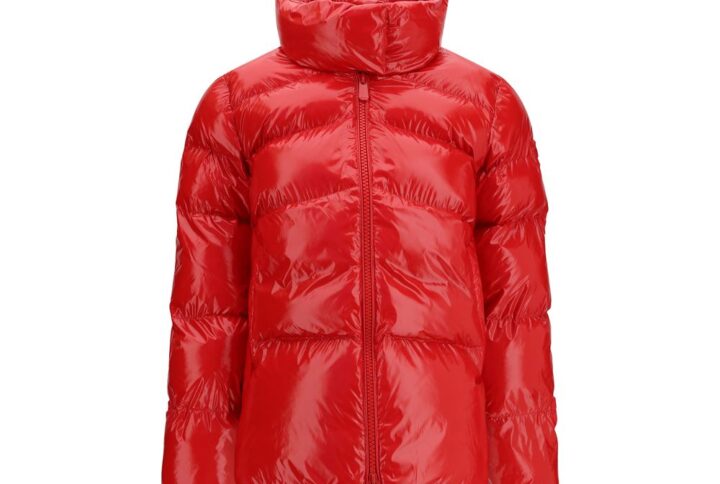 Red Polyamide Full-Length Jacket | Jag Couture London – New York