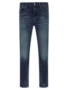 Blue Cotton Tapered Jeans