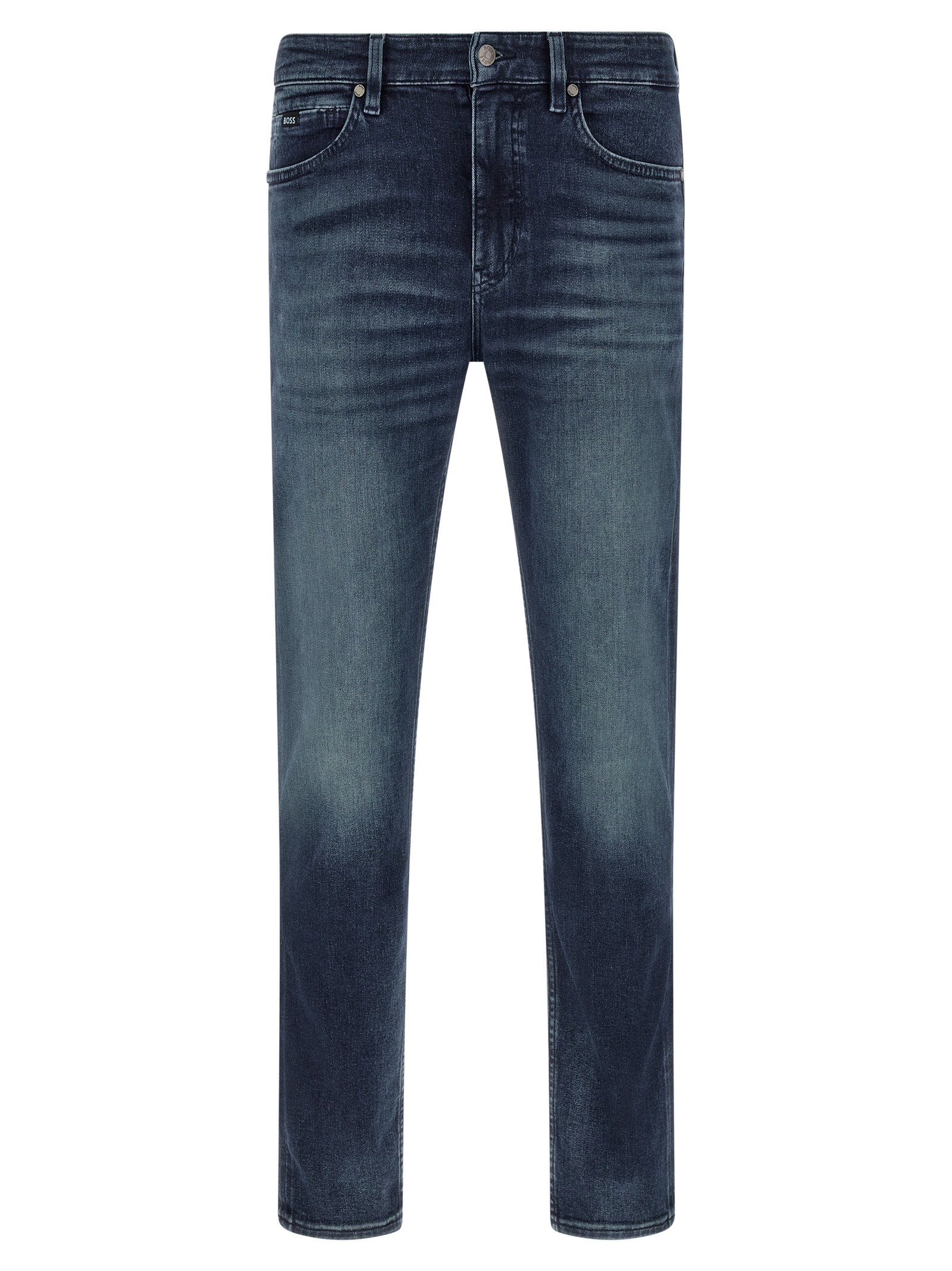 Blue Cotton Tapered Jeans