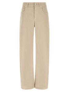 Beige Cotton Casual Pants