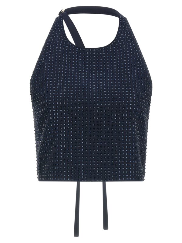 Blue Polyester Tank Tops