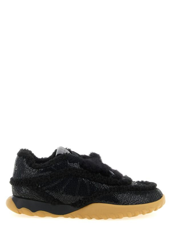 Black Cowhide Chunky Sneakers