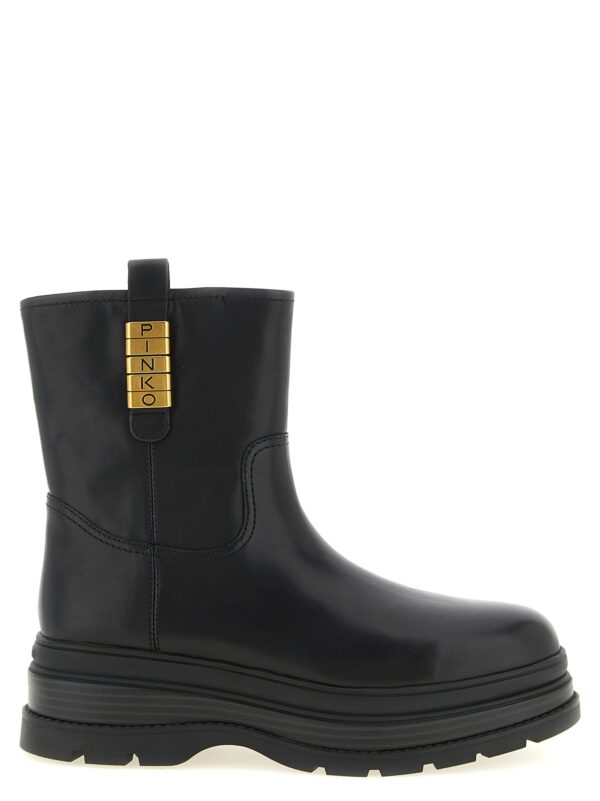 Black Cowhide Ankle Boots