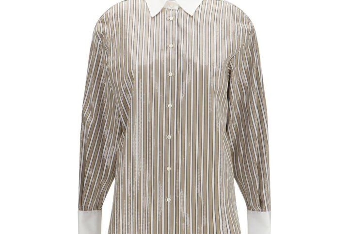 Beige Cotton Pattern Shirt | Jag Couture London – New York