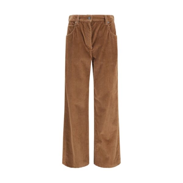 Brown Cotton Casual Pants